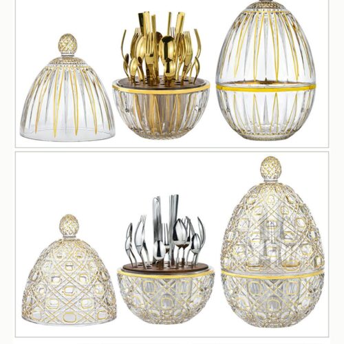 Crystal Gold Striped Cutlery Set