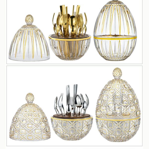 Crystal Gold Striped Cutlery Set