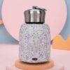 Bling flask with silver cover with handle