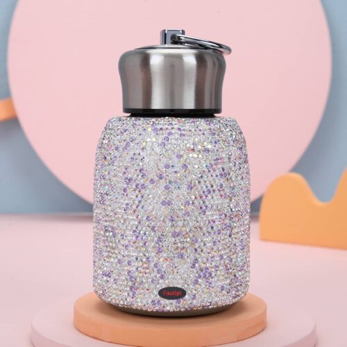Bling flask with silver cover with handle