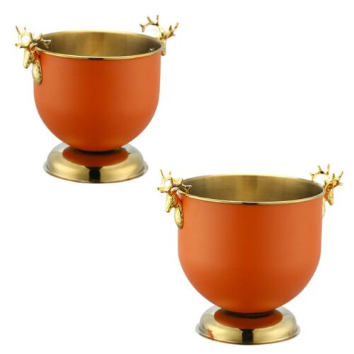 Orange drum shaped ice bucket