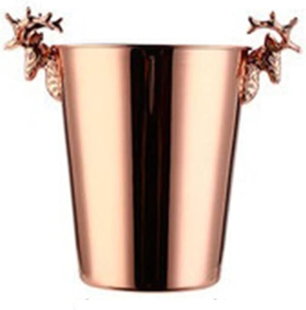 Rose gold ice bucket with deer head handle