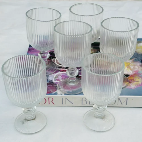IMG_0516 Chrome Silver Line Pattern Wine Glass