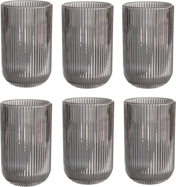 Chrome Black Lined Pattern Drinking Glass