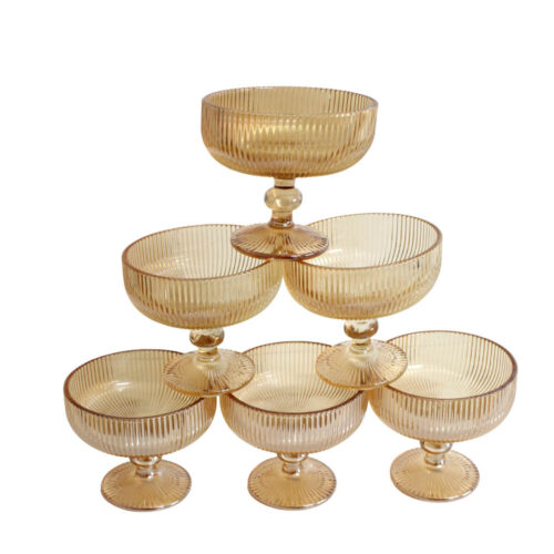 IMG_0521 Light Yellow Line Pattern Glass Bowl