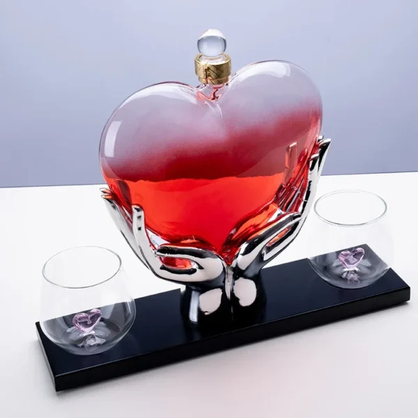 Heart in palm wine decanter