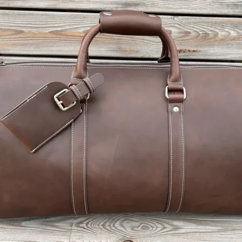 Leather duffle bag