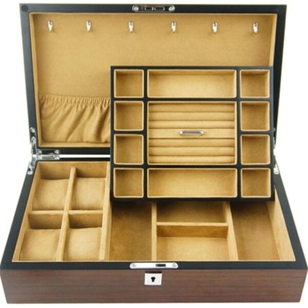 Wooden Jewelry Box With Watch Holder