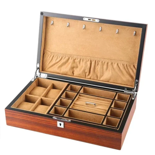 Wooden Jewelry Box With Watch Holder