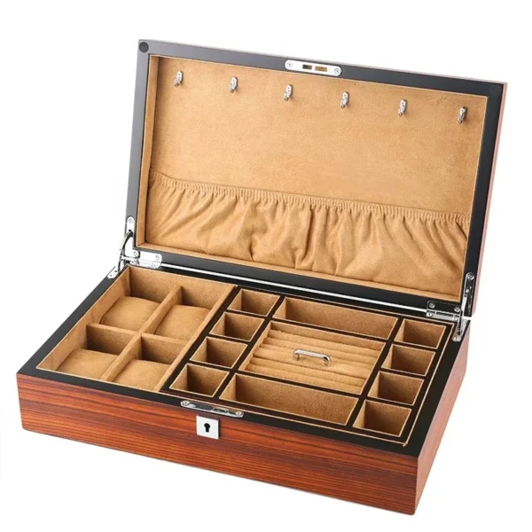 Wooden Jewelry Box With Watch Holder