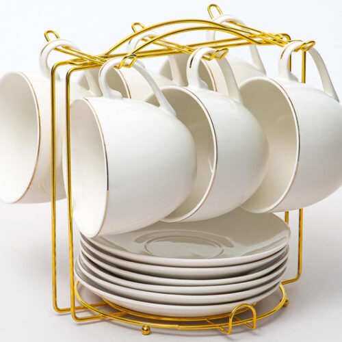 Flat white ceramic Teaset hanging