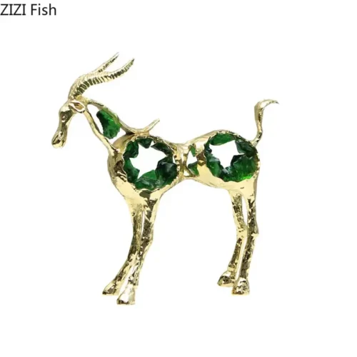 Green Crystal Deer Décor Piece