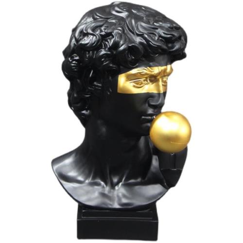 Bust Of David Sculpture With Golden Ball