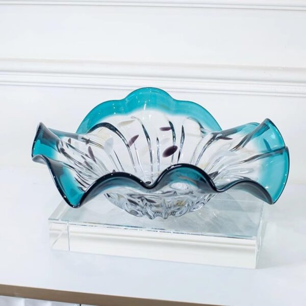 Green and Clear Oval Fruit Bowl