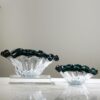 Green and Clear Oval Fruit Bowl