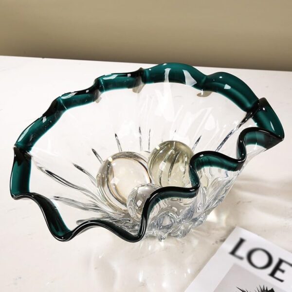 Green and Clear Oval Fruit Bowl