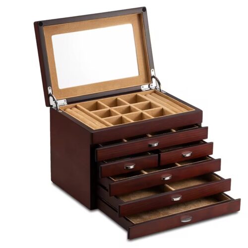 6 Tier wooden jewellery box