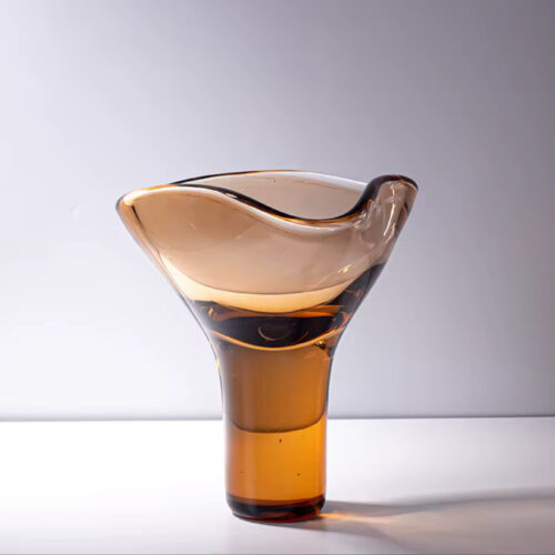 Amber Trumpet Glass Vase