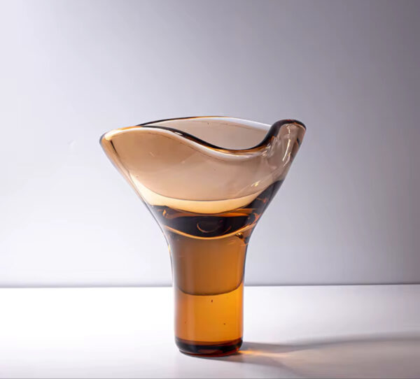 Amber Trumpet Glass Vase