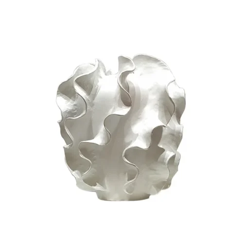 White Ceramic Wavy Vase