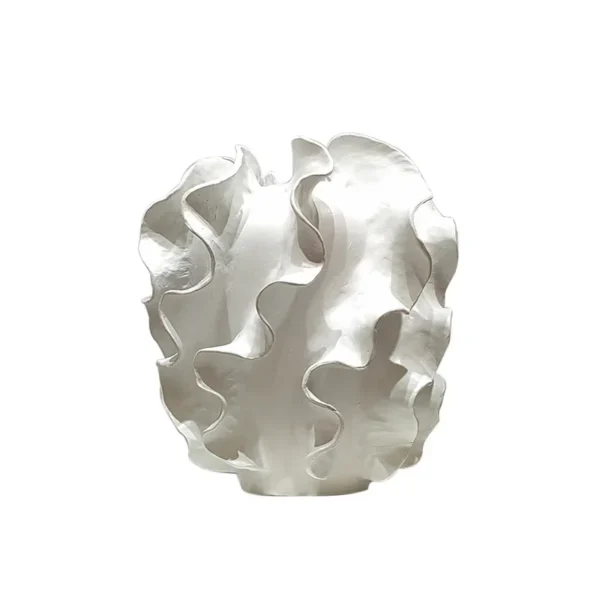White Ceramic Wavy Vase
