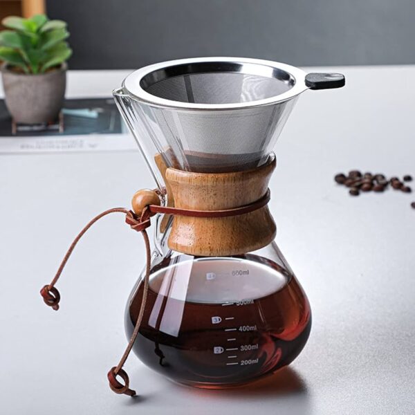 Strainer with wooden holder (s/s)