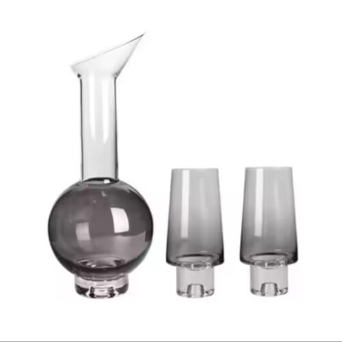 Ash Grey Decanter With 2 glasses