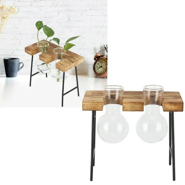 Glass Vase With Wooden Stand