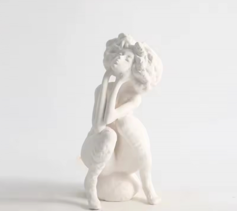 Afro thinking woman