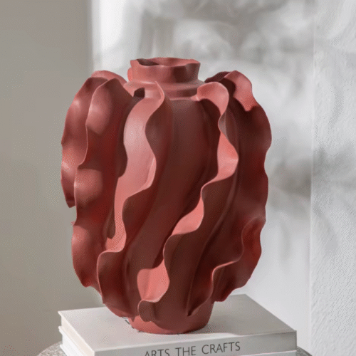 Beige ceramic wavy vase