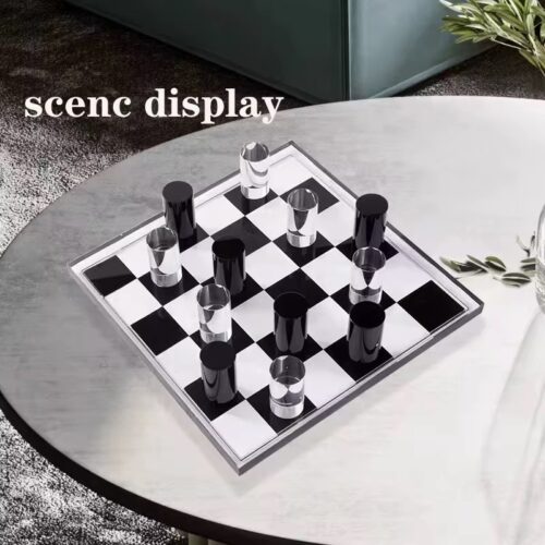Crystal chess board decor piece