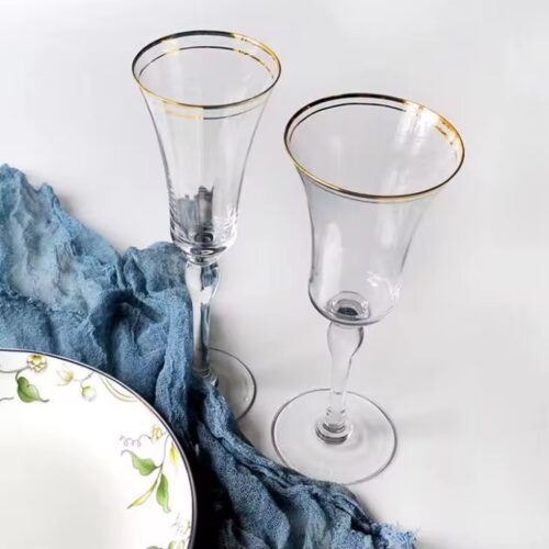 Gold rim champagne glass