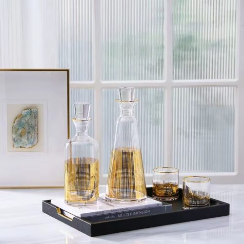 Gold Stripped Whiskey Decanter
