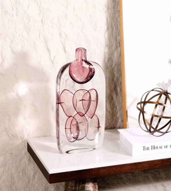 Pink Bubble Glass Vase
