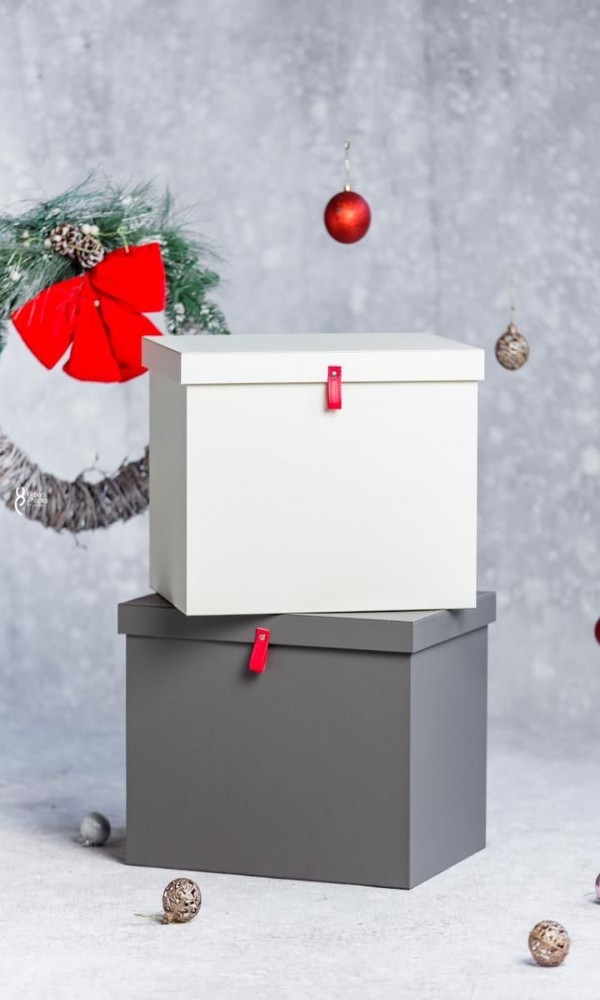 White trunk with red strap